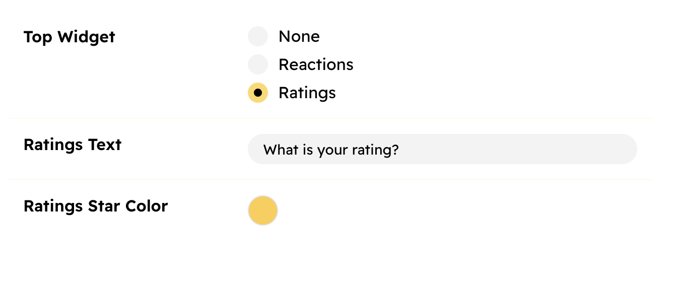 Ratings Settings